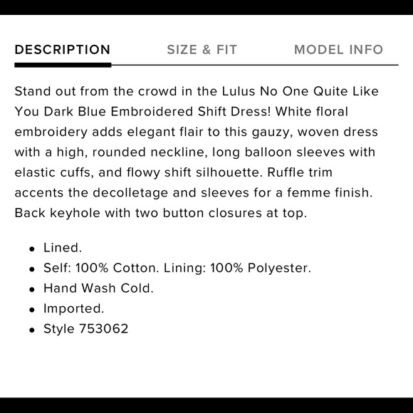 Lulu’s ‘No One Quite Like You’ Dark Blue Embroidered Shift Dress - Picture 7 of 13